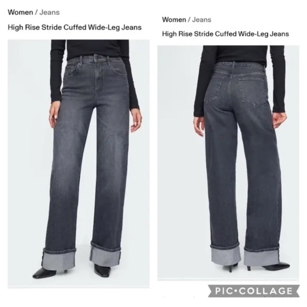 Gap High Rise Stride Cuffed Wide Leg Jeans 29 Long / 8 Long